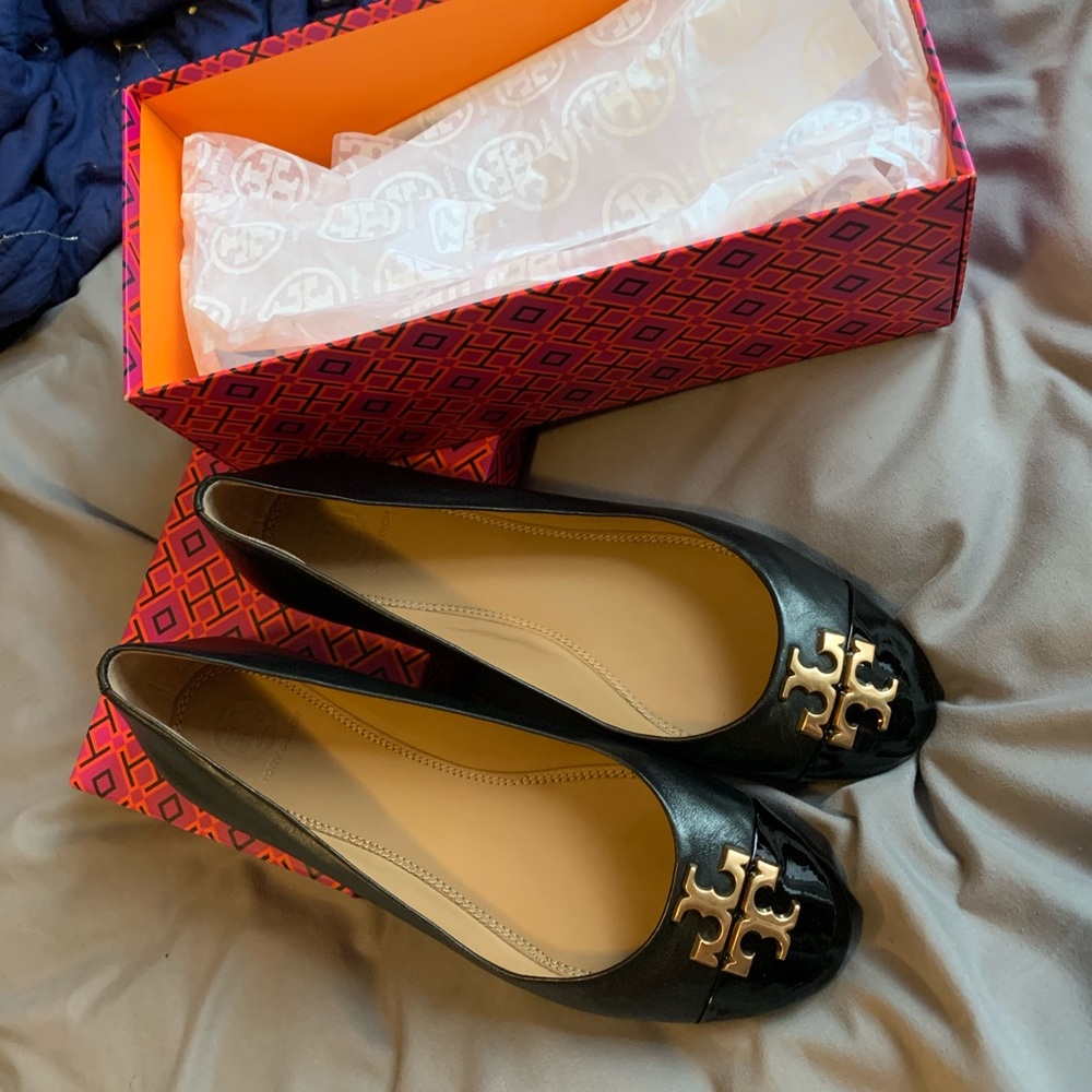 Authentic Black Tory Burch Baller Flats